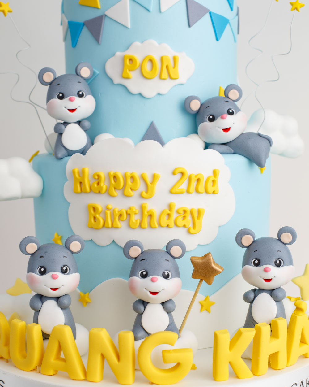 Bánh sinh nhật hai tầng tặng bé PON tuổi chuột - Art Cakes