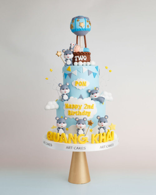 Bánh sinh nhật hai tầng tặng bé PON tuổi chuột - Art Cakes