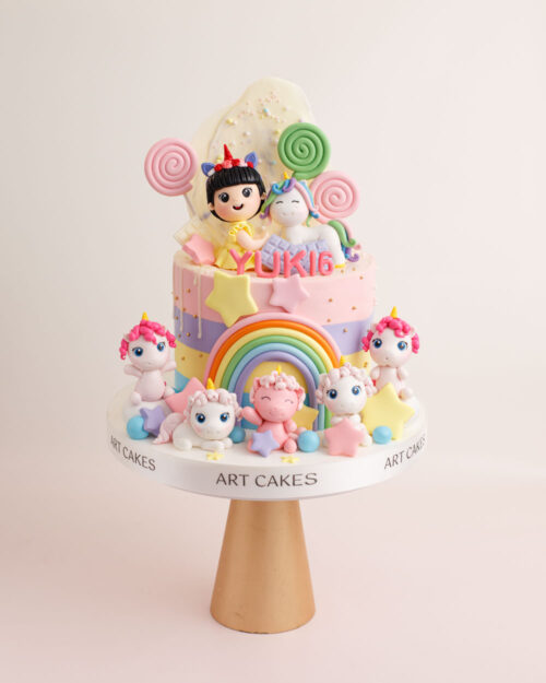 Bánh sinh nhật hiện đại trang trí unicorn tặng bé YUKI