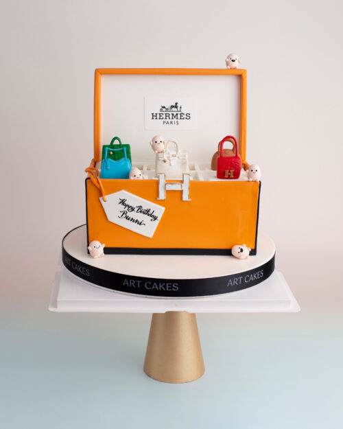Bánh sinh nhật tạo hình hộp quà Hermes
